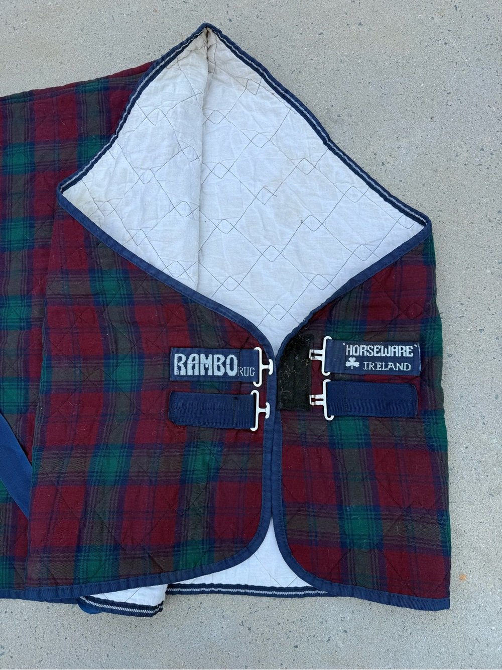 Horseware Ireland Rambo Plaid Stable Rug - Red & Green plaid 84 inches